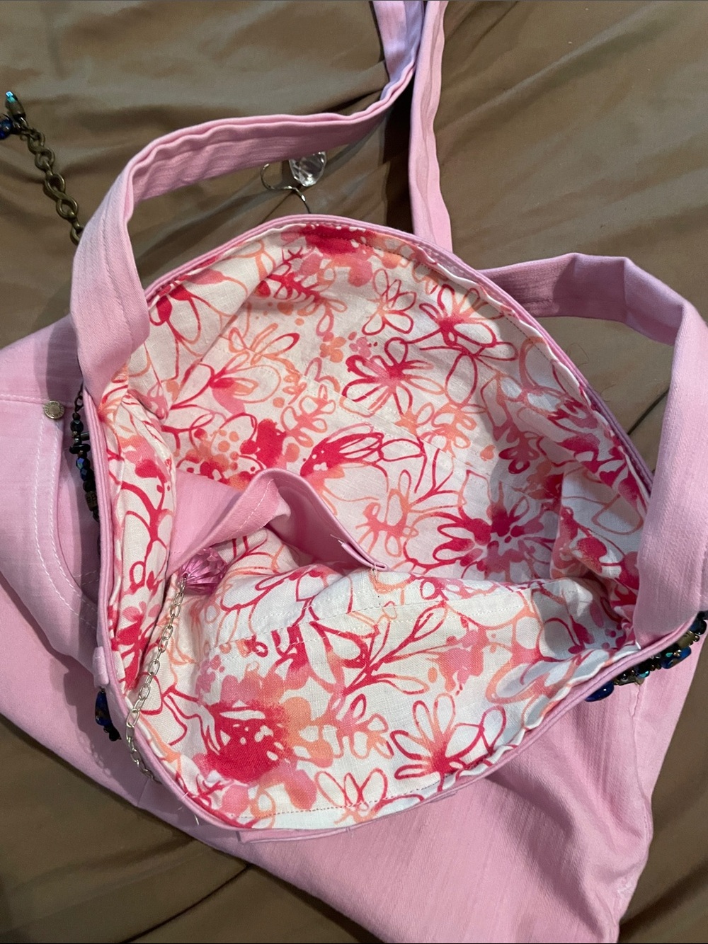 Custom order handmade hibiscus dyed denim bag @ashlees_attic - Picture 4 of 4